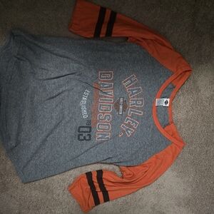 Harley-Davidson Orange and Gray Raglan Shirt